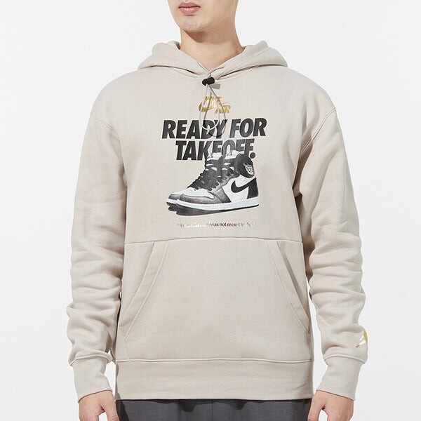 Толстовка Men's Air Jordan Shoes Alphabet Printing Basketball Sports Fleece Lined Light Khaki, хаки — фото 3