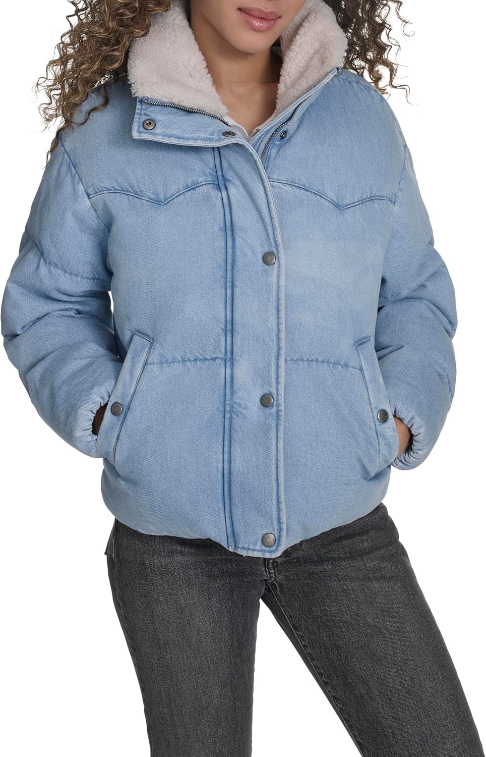 

Levi's Женская ковбойская пуховик, Light Wash Denim