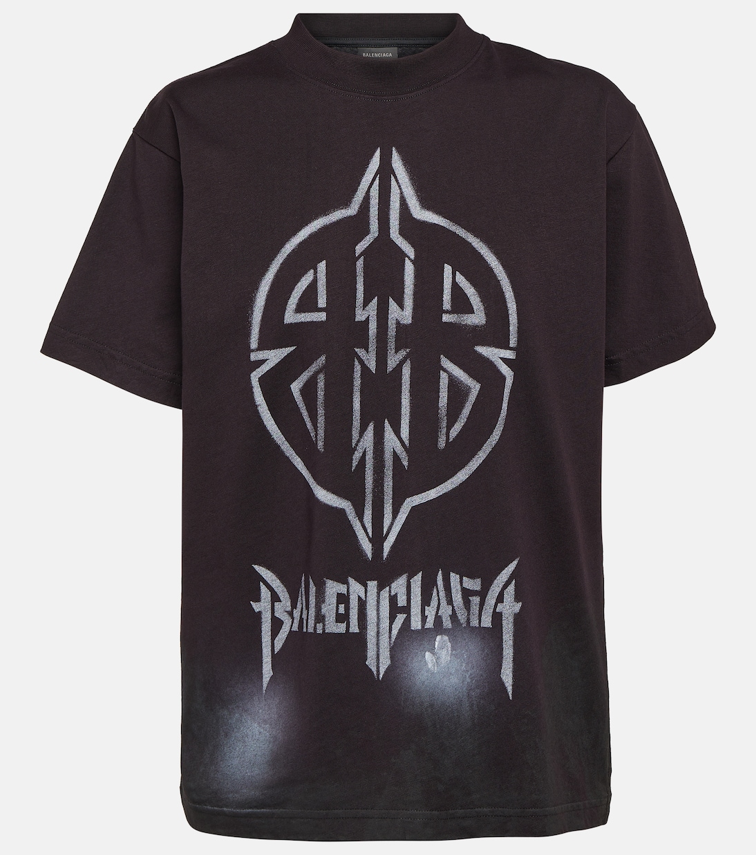 

Футболка оверсайз из хлопкового джерси Metal BB Balenciaga, Washed Black/White