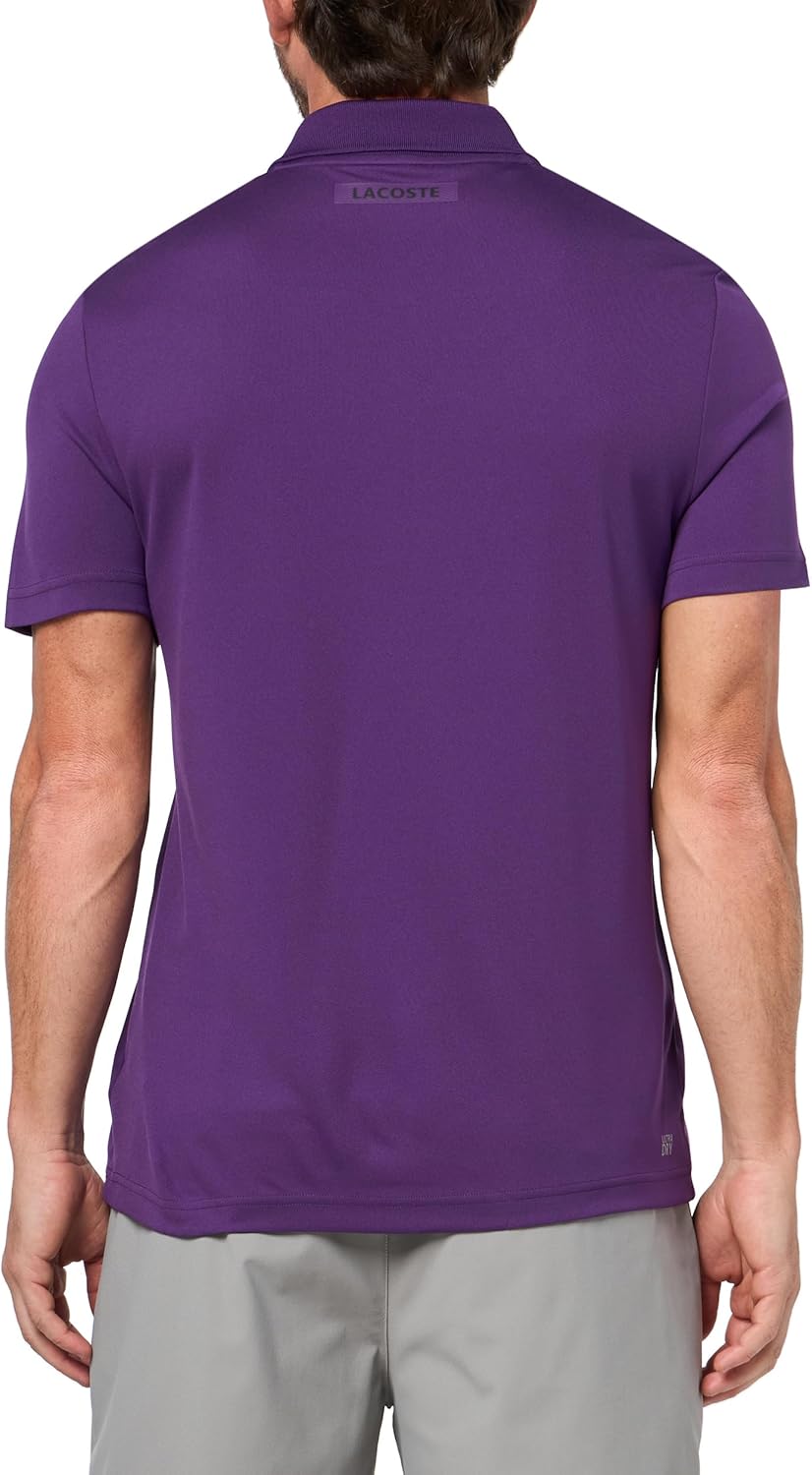 Lacoste мужская спортивная футболка-поло Ultra-Dry Printed Slim Fit Tennis, Cossak Purple — фото 2