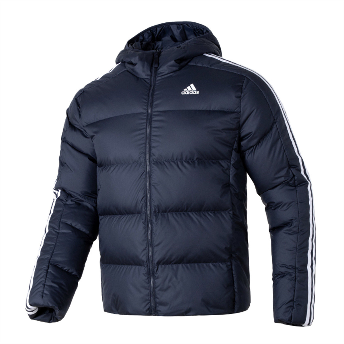 Adidas Эссеншиалс Пуховик унисекс тёмно-синий, Dark Blue Down Jacket+Shopping Bag — фото 4