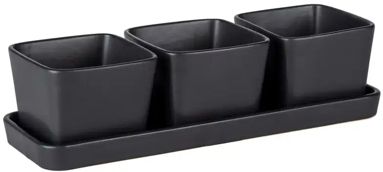 

Миска WENKO "Snack & Dip", 3 шт., керамика, 0,3 л. Включает поднос В/7х30,5 см, черный