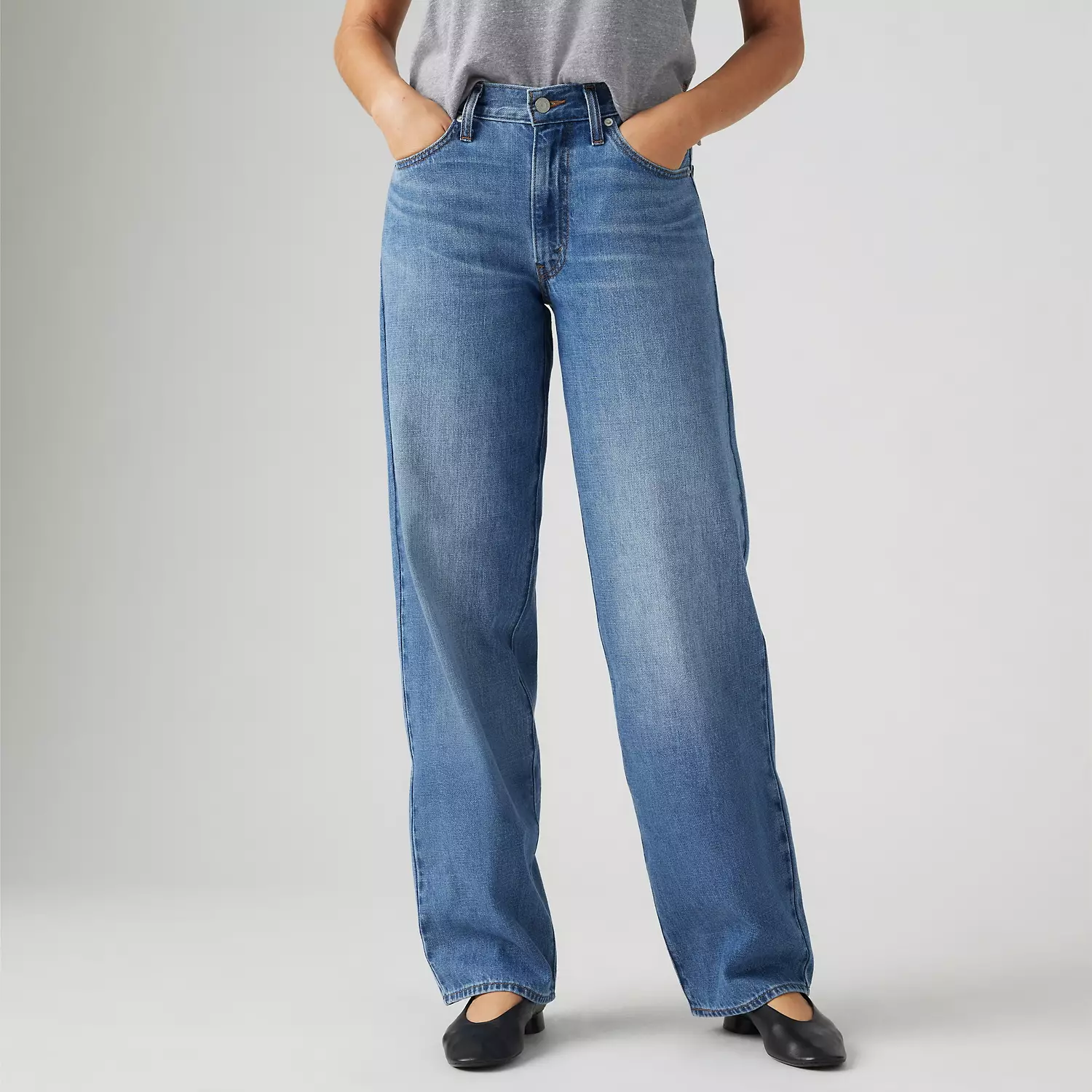 Легкие женские джинсы Baggy Dad Linen+ Denim Levi's, цвет Heavy Check - Medium Wash — фото 2