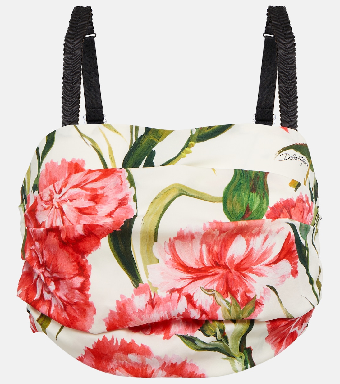 

Укороченный топ из смесового шелка с цветочным принтом Dolce&Gabbana, Garofani New F.Bco