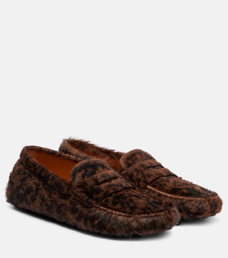 Гофрированные водительские туфли из телячьей кожи Tod's, Nero+Sepia