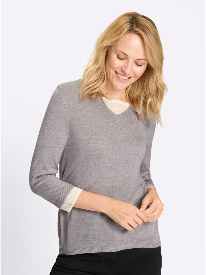 

Sieh an! Свитер 2-в-1 в меланжевом цвете серо-бежевый