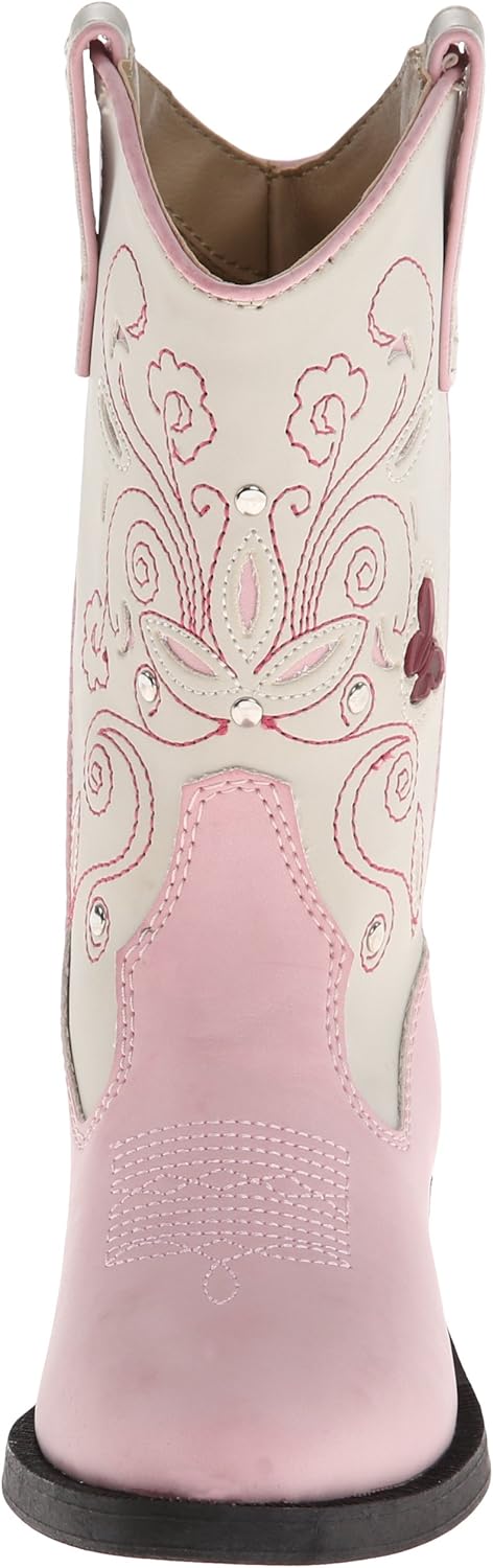 Светящиеся ковбойские сапоги Roper с мотыльком (для малышей и детей младшего возраста) Tin Haul, белый/розовый — фото 2