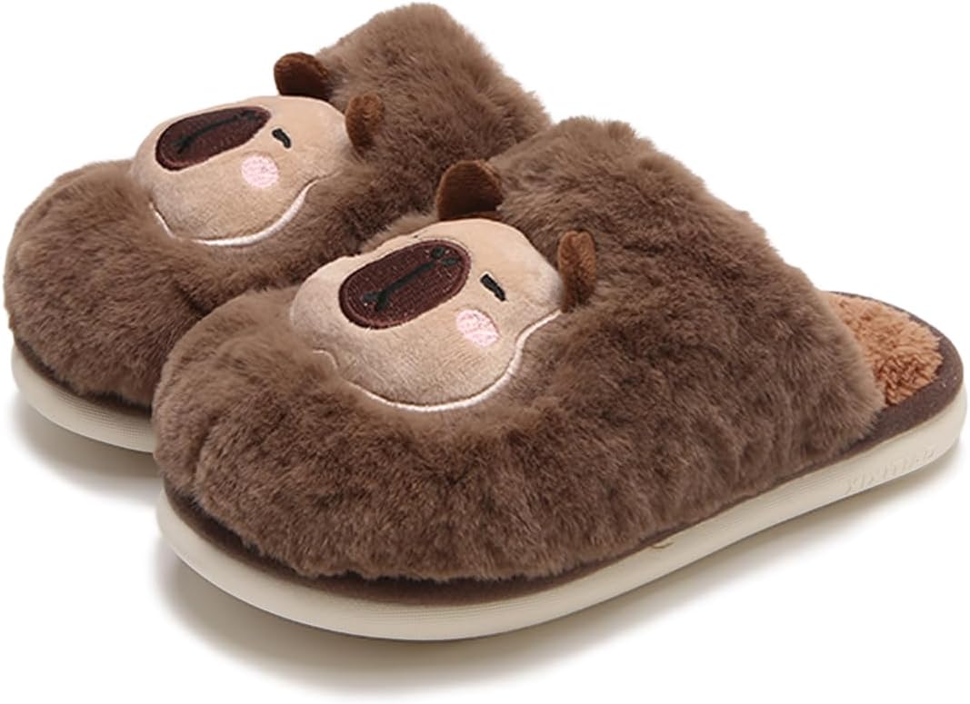 

Тапочки XUNBAI с капибарой для женщин и мужчин, тапочки с персонажами, милые тапочки-животные, зимние мультяшные тапочки для женщин, уютные домашние тапочки, Coffee-1