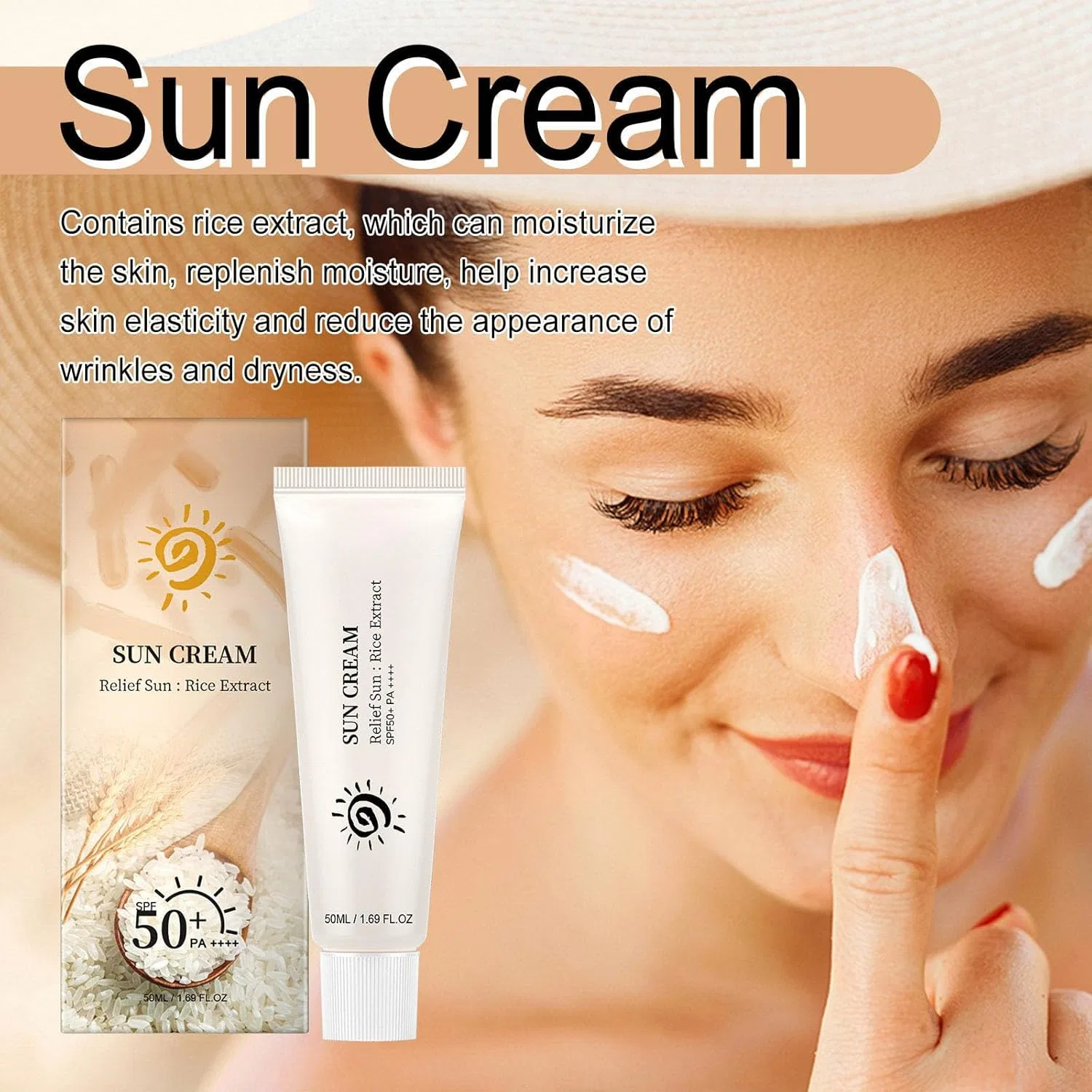 Солнцезащитный крем Organic Sunscreen SPF 50+ PA+++ Rice Extract, 50 мл, белый Generic — фото 3