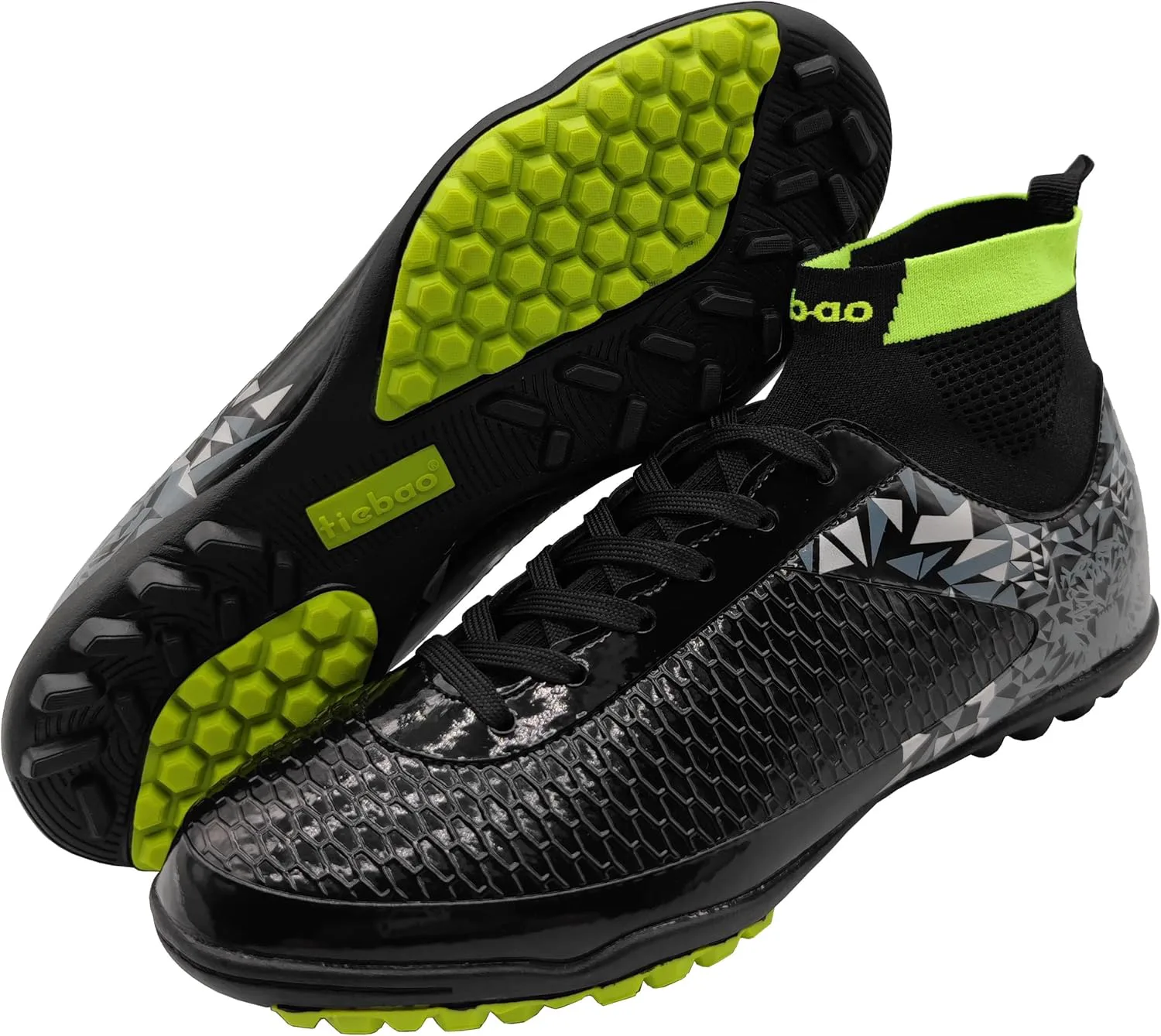 

Большие детские футбольные кроссовки с высоким верхом, носочные футбольные ботинки для твердого покрытия, уличные футбольные бутсы, спортивная мужская обувь TiebaoGanar, черный