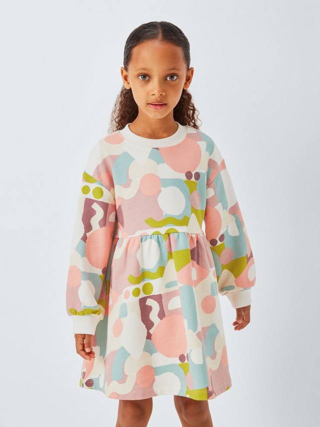 

Детское платье-джерси с геометрическим принтом John Lewis, Pink Shapes
