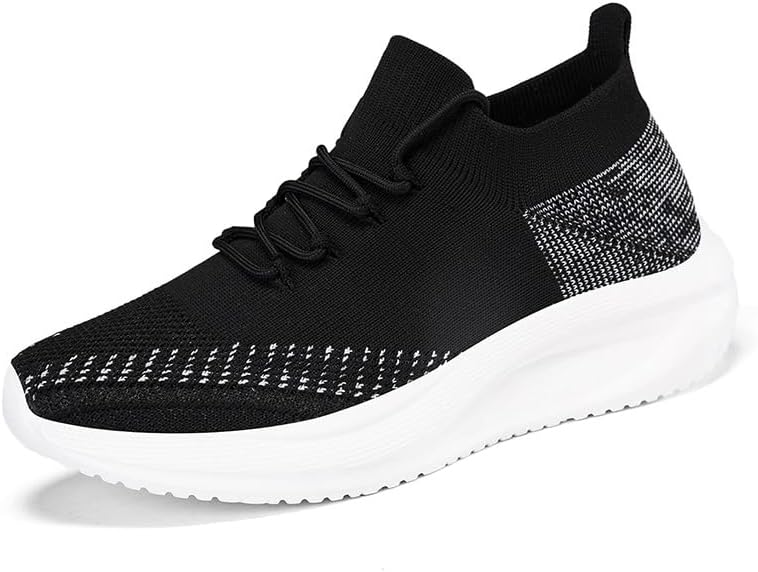 

Мужские кроссовки с круглым носком, вязаной сеткой и шнуровкой, низкие, нескользящие, легкие, повседневные спортивные обувь, подходят для ходьбы и игры в мяч Igzbibg, черный