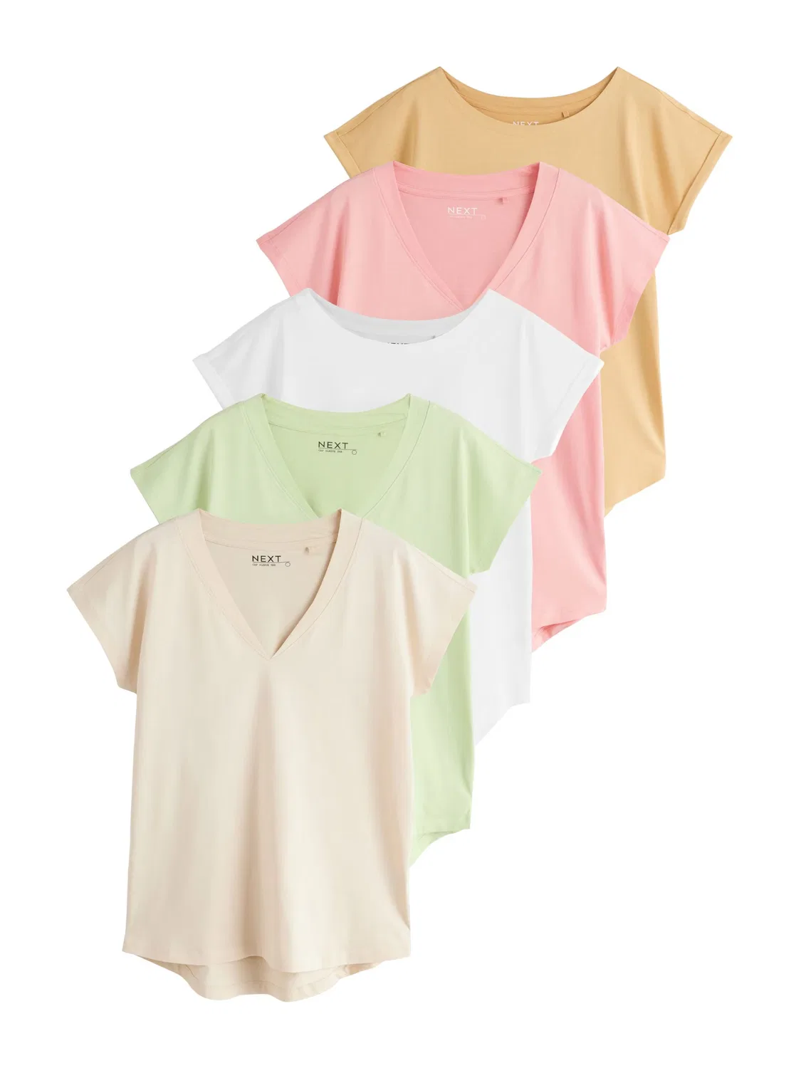 Футболка Next, Beige/Light Green/Orange/Light Pink/White