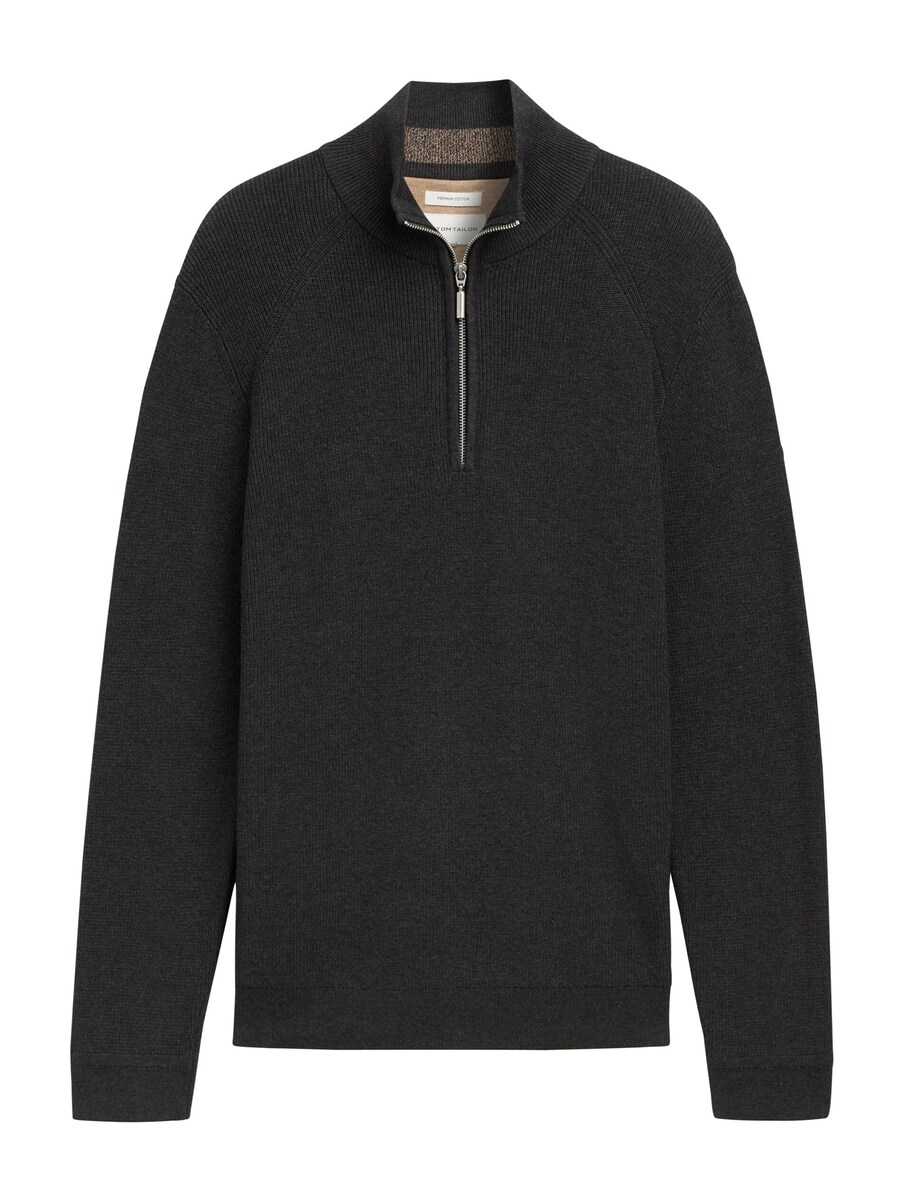 

Свитер TOM TAILOR Troyer, цвет mottled black