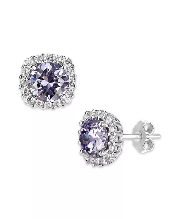 

Серьги-Гвоздики в форме кушон из разноцветного кубического циркония из стерлингового серебра Giani Bernini, lavender