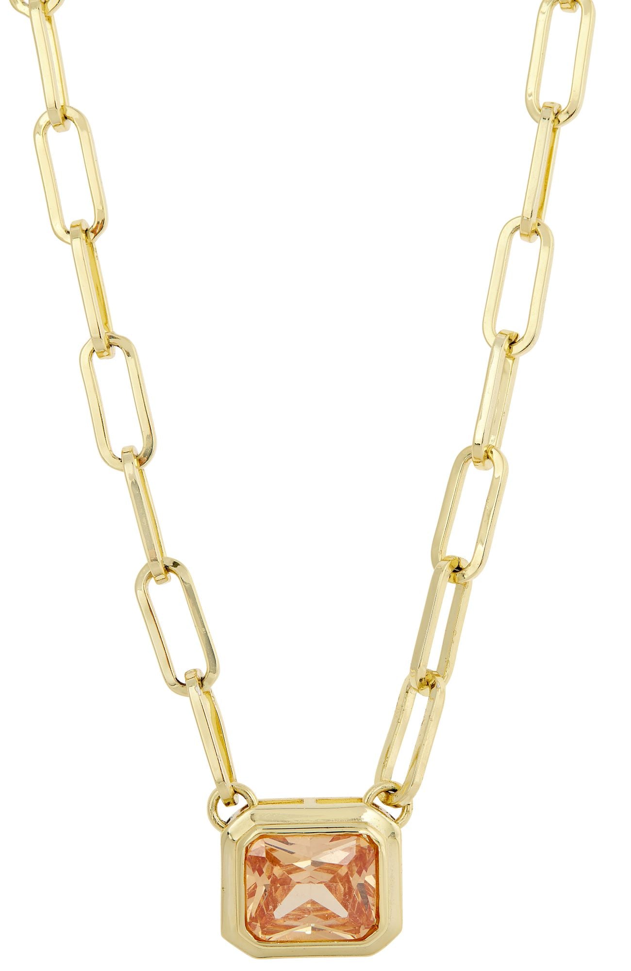 

Ожерелье в виде скрепки с центром шампанского, покрытое 18 каратным золотом Savvy Cie Jewels, Yellow-Yellow