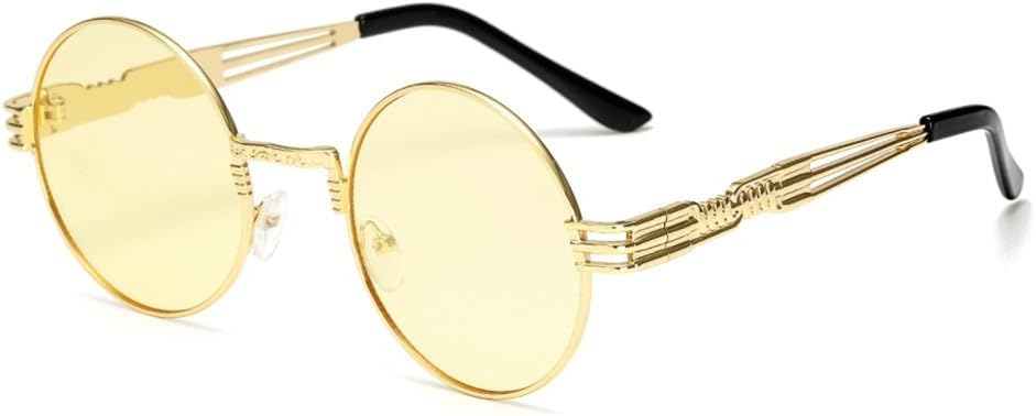 

Готические солнцезащитные очки в стиле стимпанк для мужчин и женщин, металлические круглые солнцезащитные очки с зеркальным покрытием и защитой от УФ-излучения UV400 VFDHN, 4