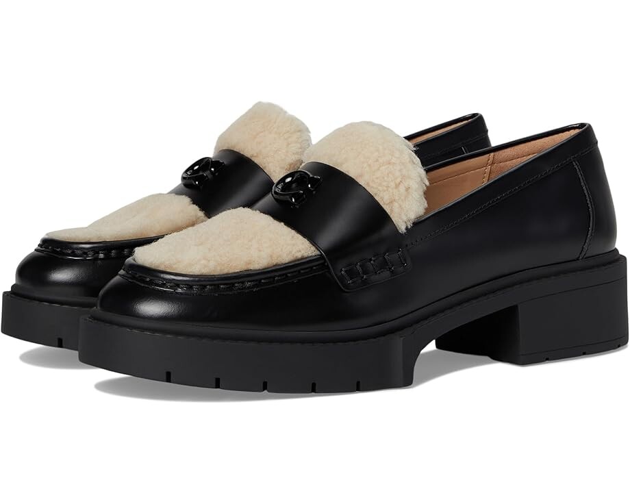 

Лоферы COACH Leah Shearling Loafer, цвет Black/Natural