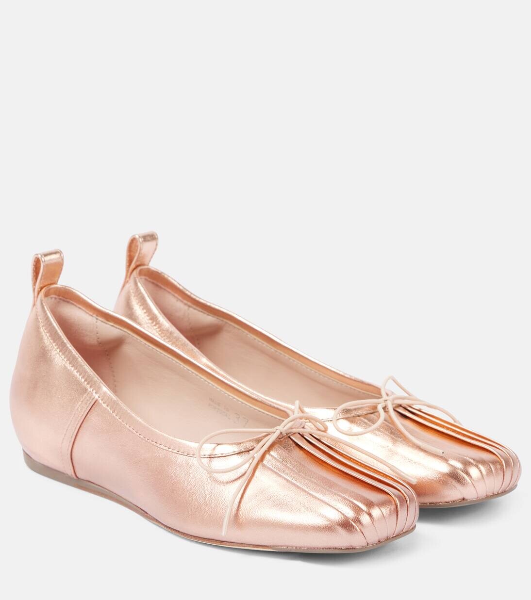 Классические кожаные балетки со складками Simone Rocha, бежевый