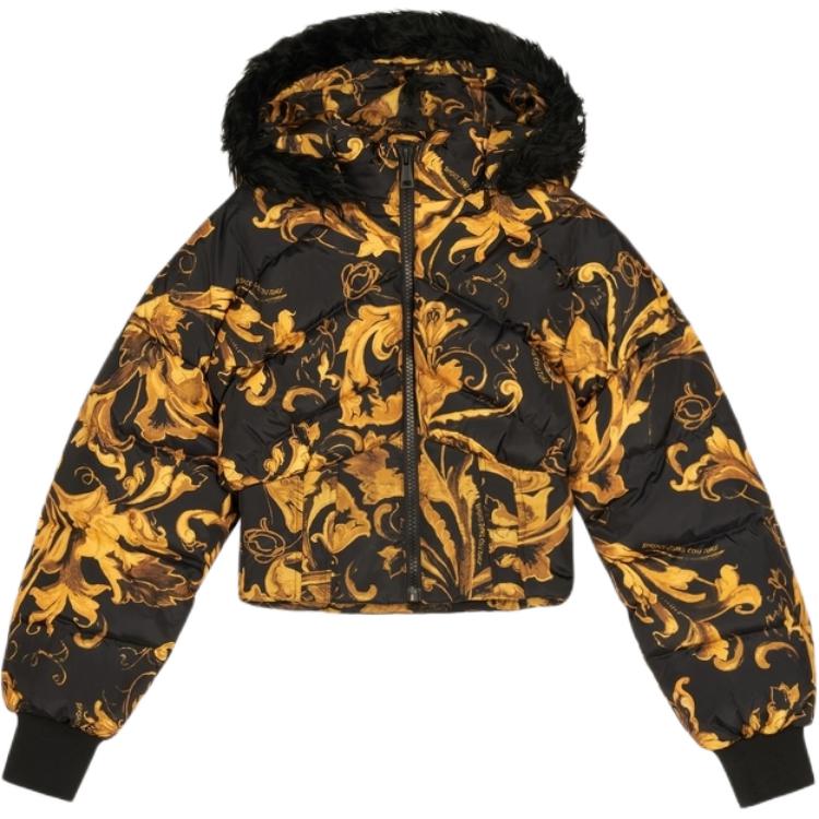 

Пуховая куртка FW25 для женщин Versace Jeans Couture, черный золото