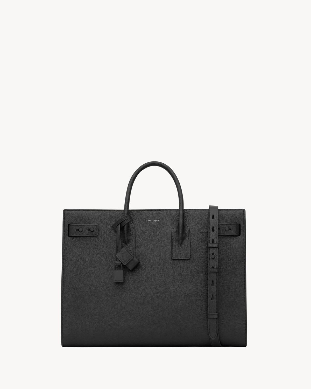 

Сумка Sac de Jour Thin Large из зернистой кожи Saint Laurent, черный