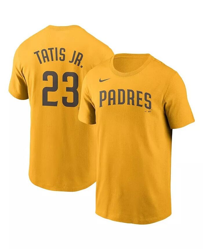 

Мужская футболка Fernando Tatis Jr. Gold San Diego Padres с именем и номером Nike