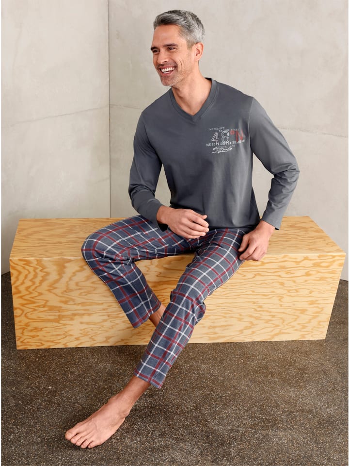 

Comte Пижама в клетку антрацитово-красного цвета