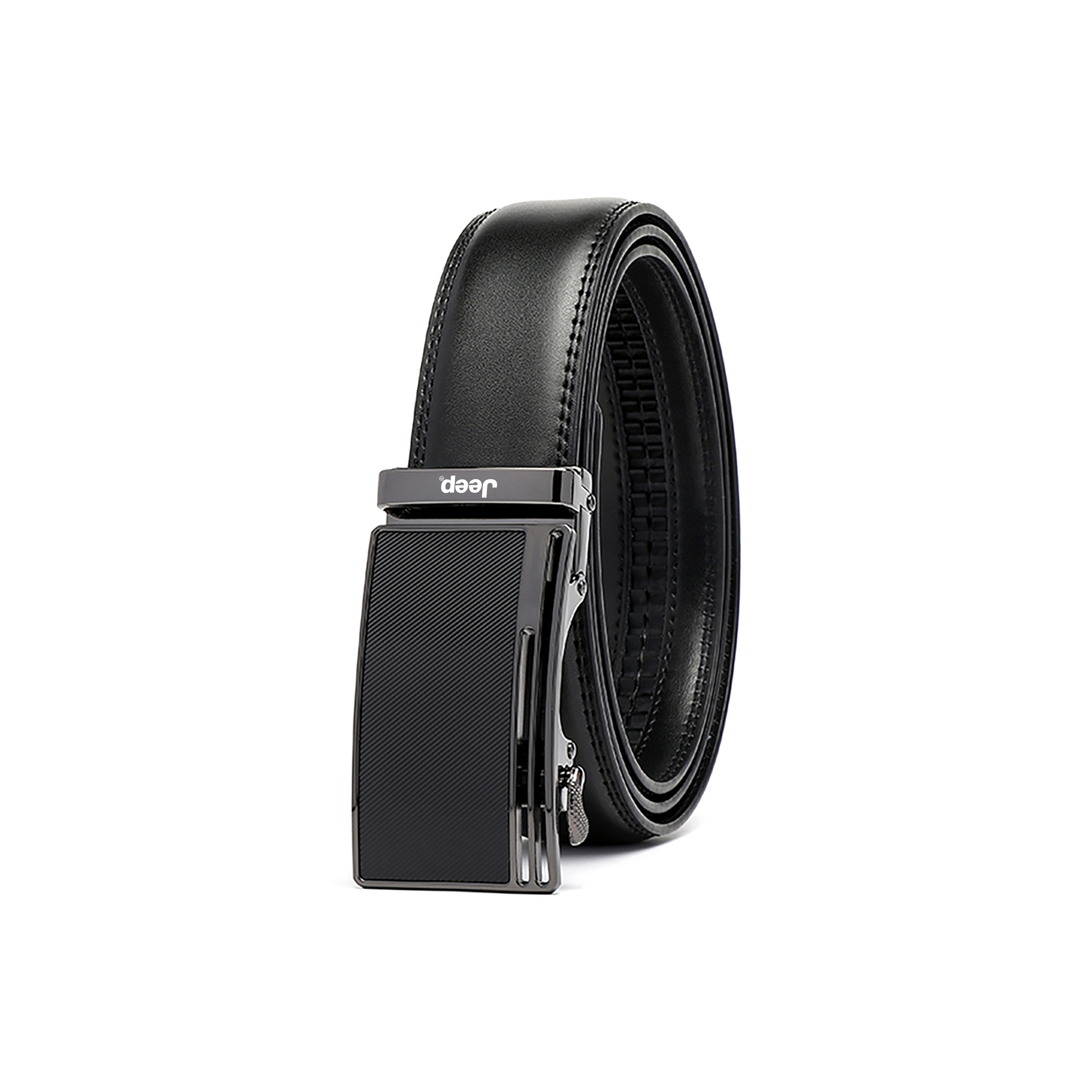 

Кожаный ремень из спилка унисекс 3,5 см Jeep, черный