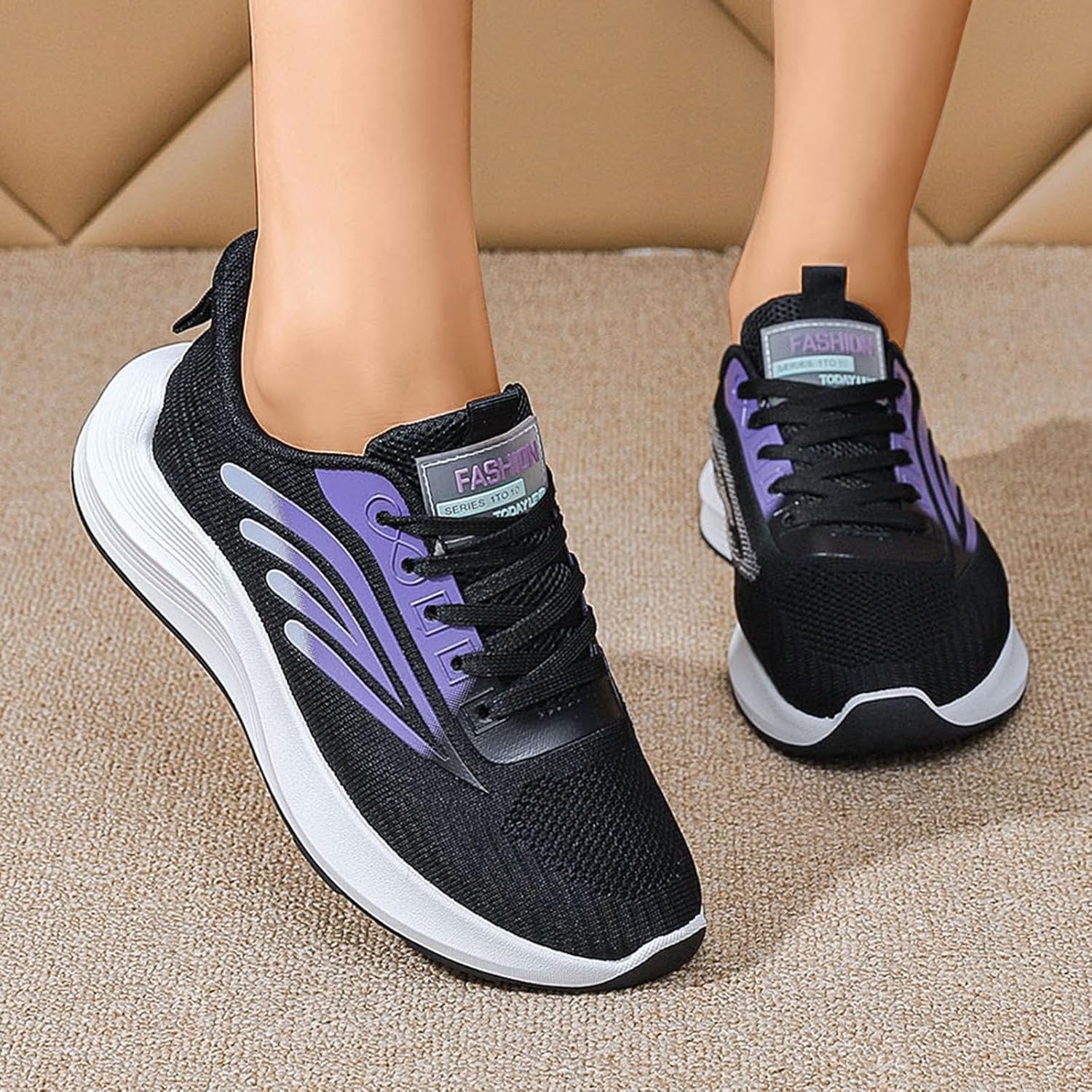 Мужские спортивные кроссовки для бега Gowalk, повседневная деловая обувь для ходьбы, удобные противоскользящие кроссовки на шнуровке, модные кроссовки Generic, черный — фото 4