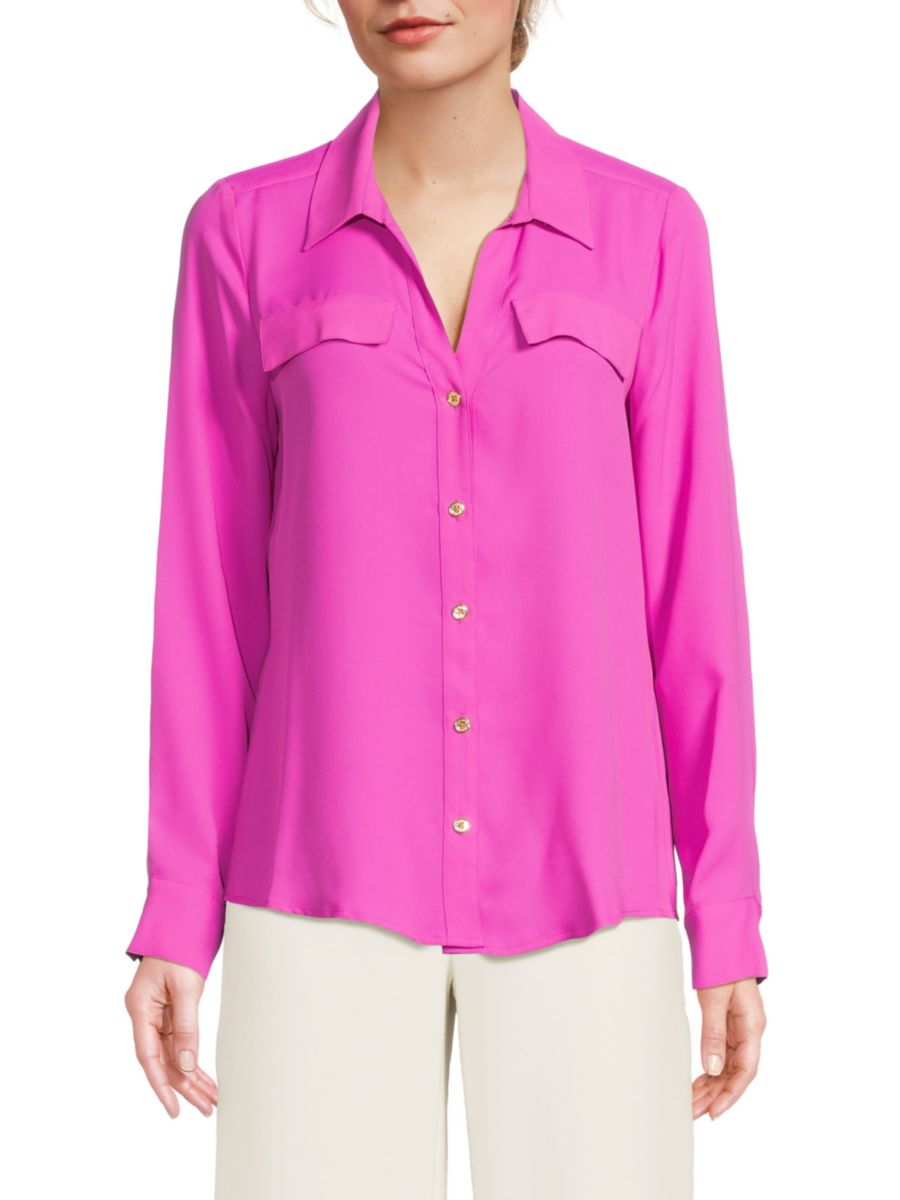 

Блузка с имитацией кармана и пуговицами спереди Halston, цвет Orchid