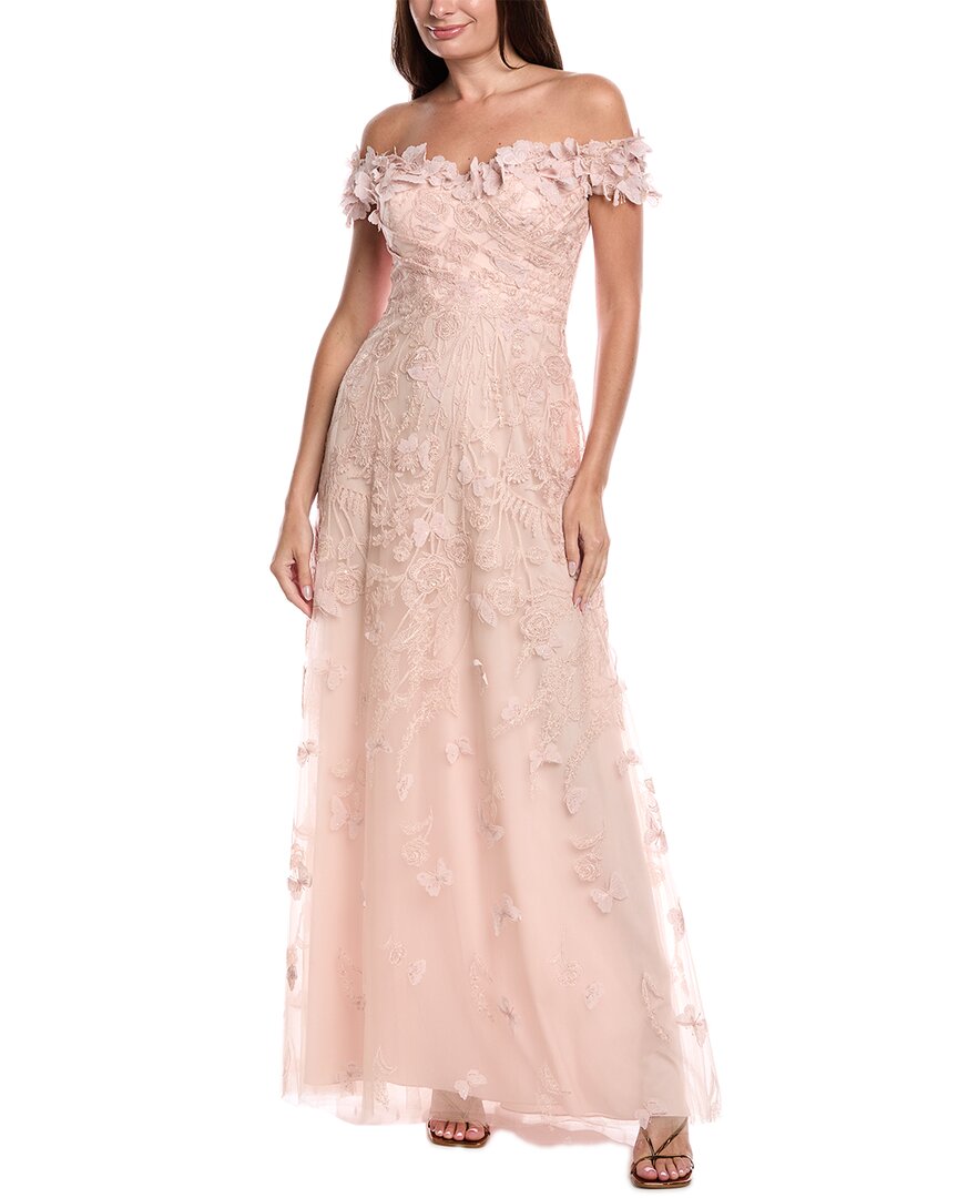 

Тери Джон от Рики Фриман Платье с аппликацией бабочки Teri Jon by Rickie Freeman, розовый