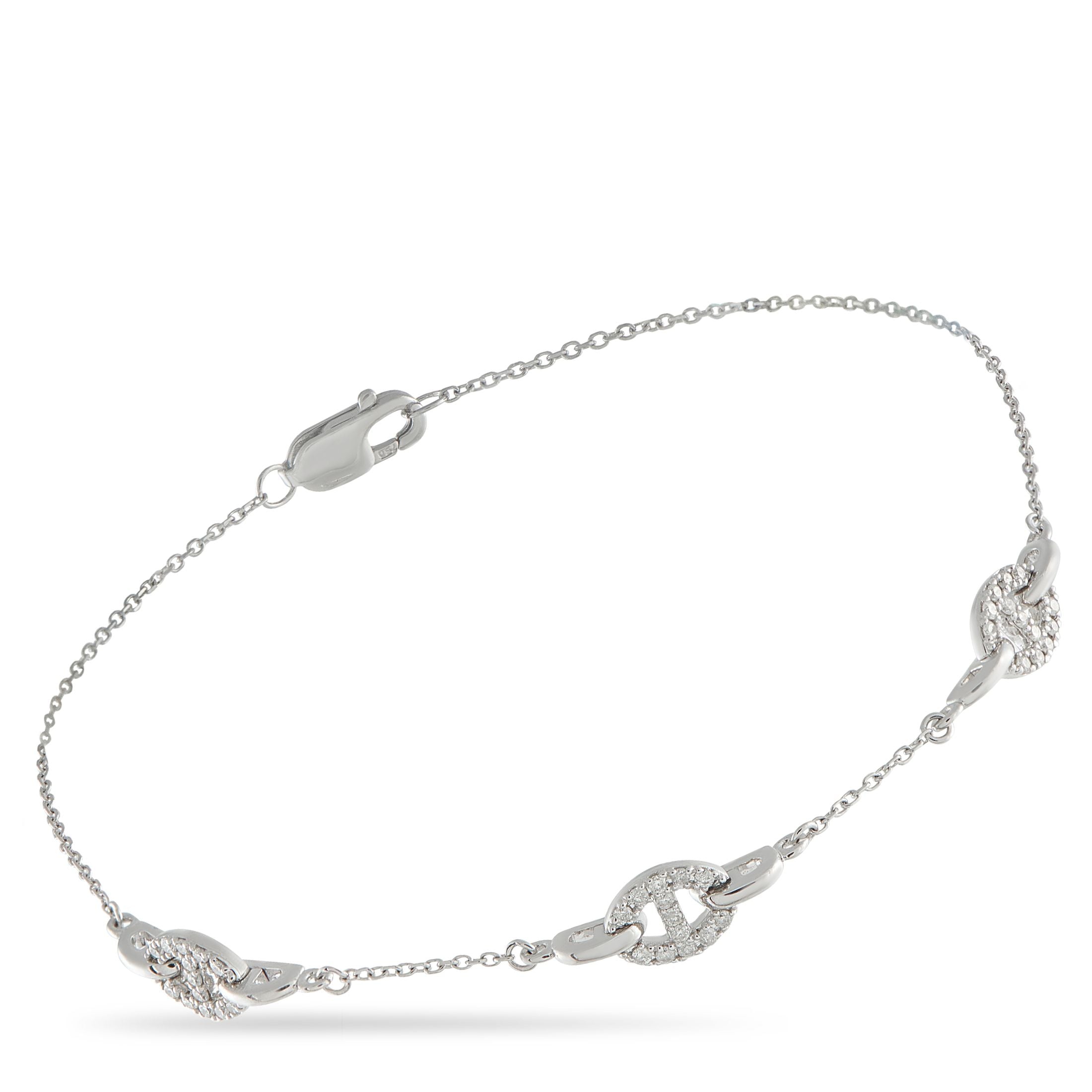 

Эксклюзивный браслет LB из 18-каратного белого золота с бриллиантами 0,20 карата BR10526-W Lb Exclusive, белый