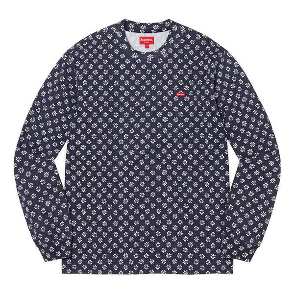 

Футболка small box l/s tee 'navy white' Supreme, синий