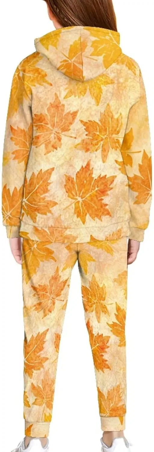 Детский спортивный костюм из флиса Pensura, 2 предмета, Yellow Maple Leaf Print — фото 2