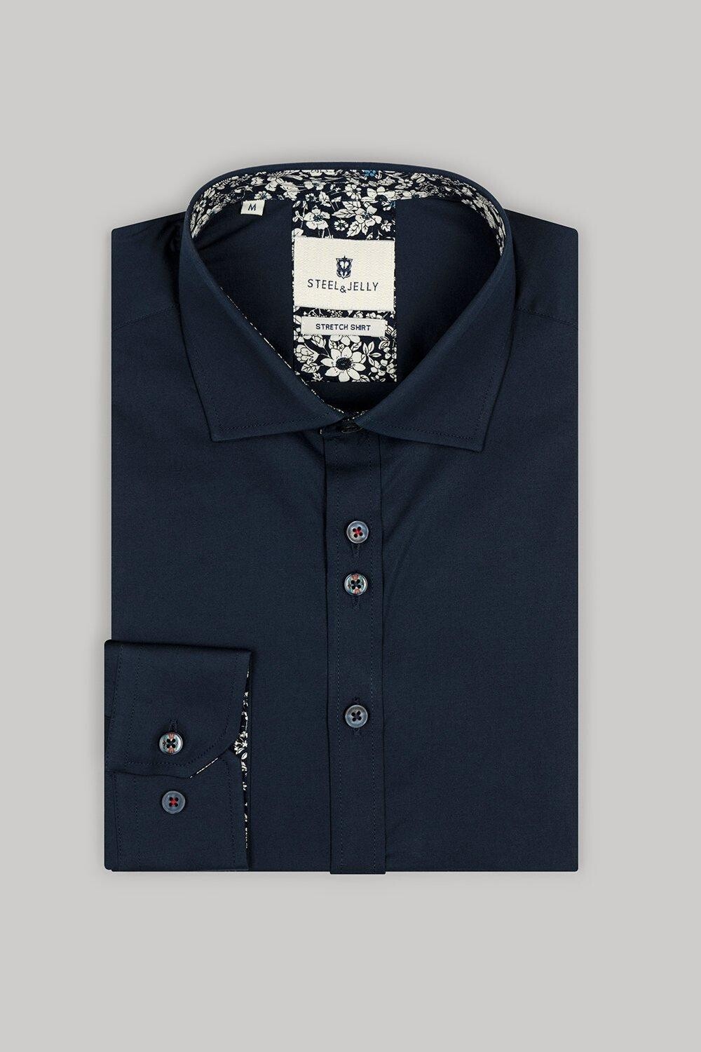 

Рубашка Slim Fit с длинными рукавами и двойной пуговицей Steel & Jelly, темно-синий