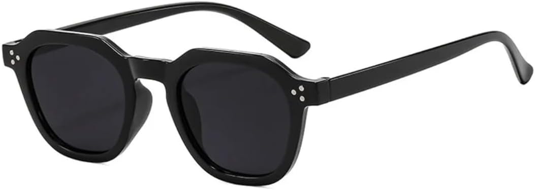 

Солнцезащитные очки для мужчин и женщин - защита UV400 - заклепки, черная круглая оправа, цветные линзы, для занятий спортом на открытом воздухе и вождения DSVIGF, Black-black