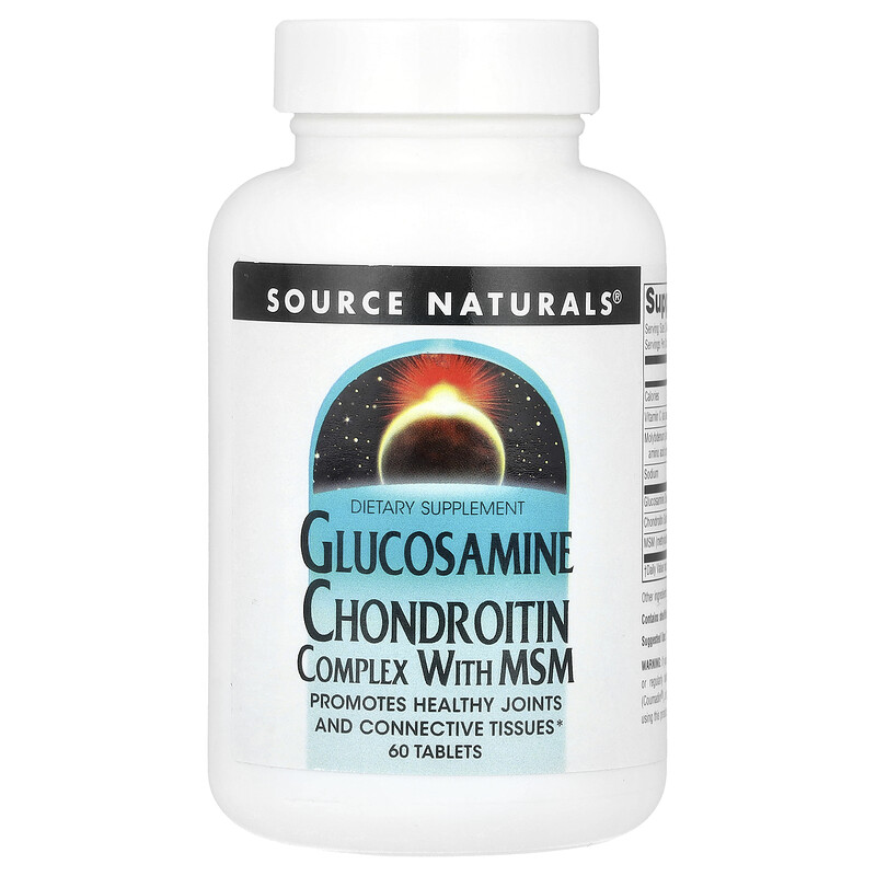 

Source Naturals, Комплекс глюкозамина и хондроитина с МСМ, 60 таблеток
