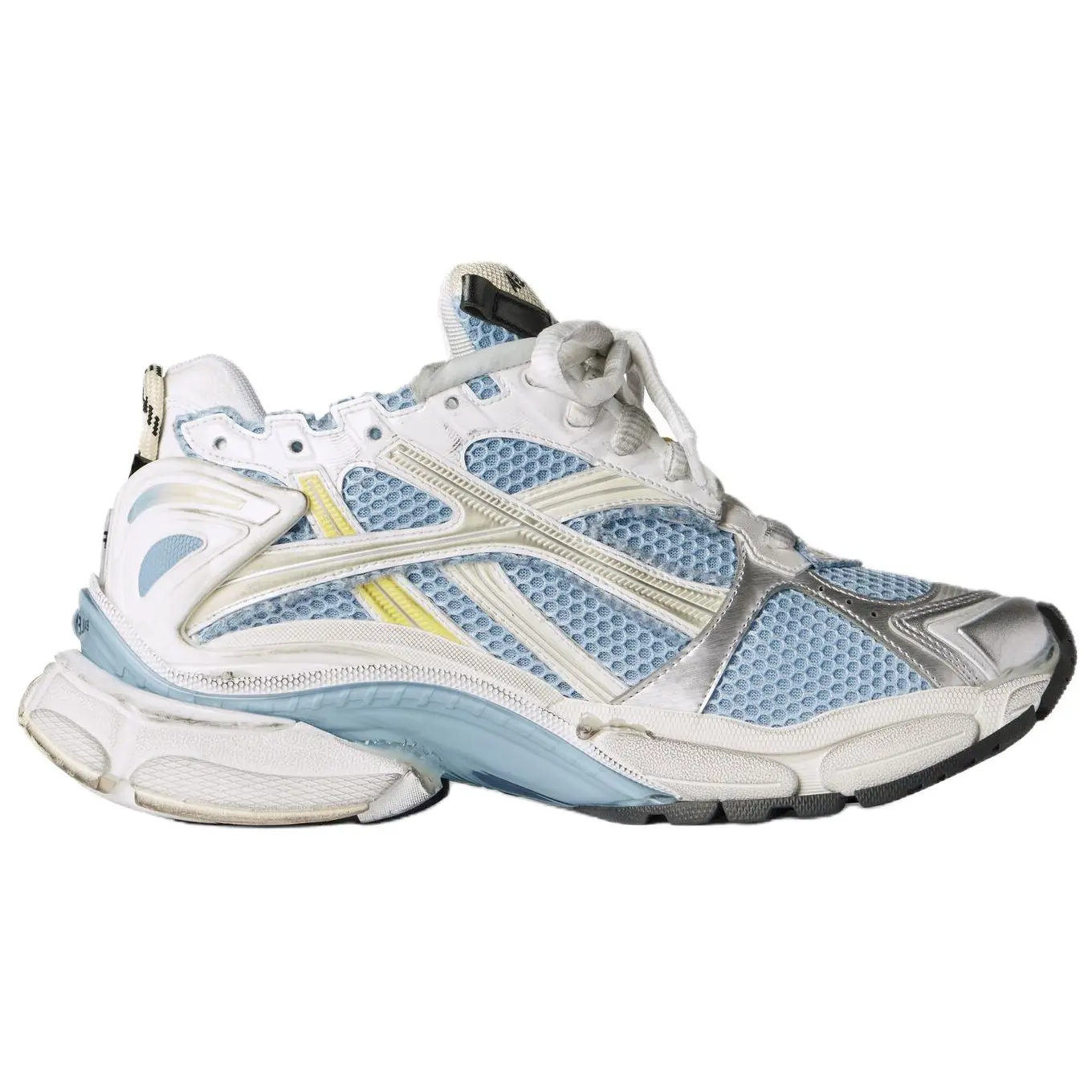 Balenciaga Женские низкие кроссовки Runner Low top Chunky Sneakers белого и синего цвета — фото 4