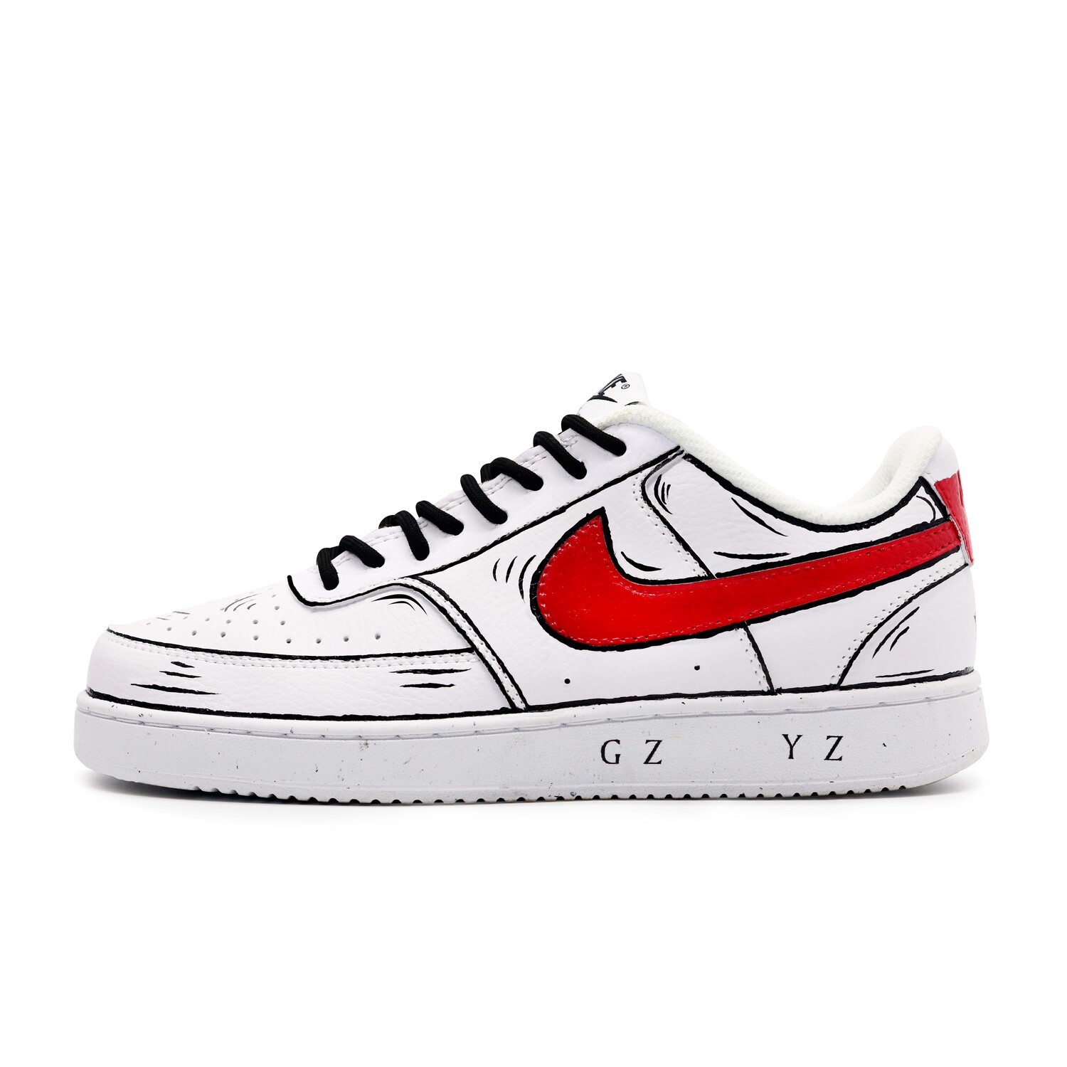 

Nike Кроссовки Court Vision 1 мужские низкие бело-черно-красные, цвет Black White Red