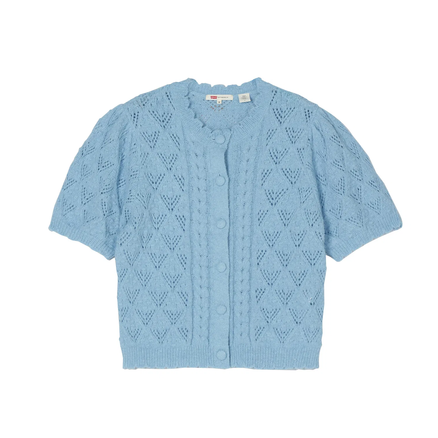 Кардиган женский тонкий с круглым вырезом, light blue, трикотаж Levis