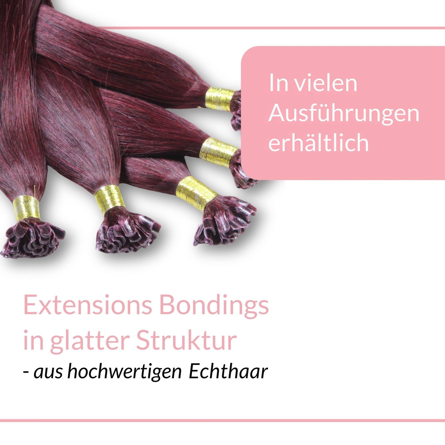 Накладные волосы bonding extensions echthaar #55/66 hellbraun intensiv violett-intensiv 0,5g Hair2Heart, 40cm, количество 25 шт. — фото 3