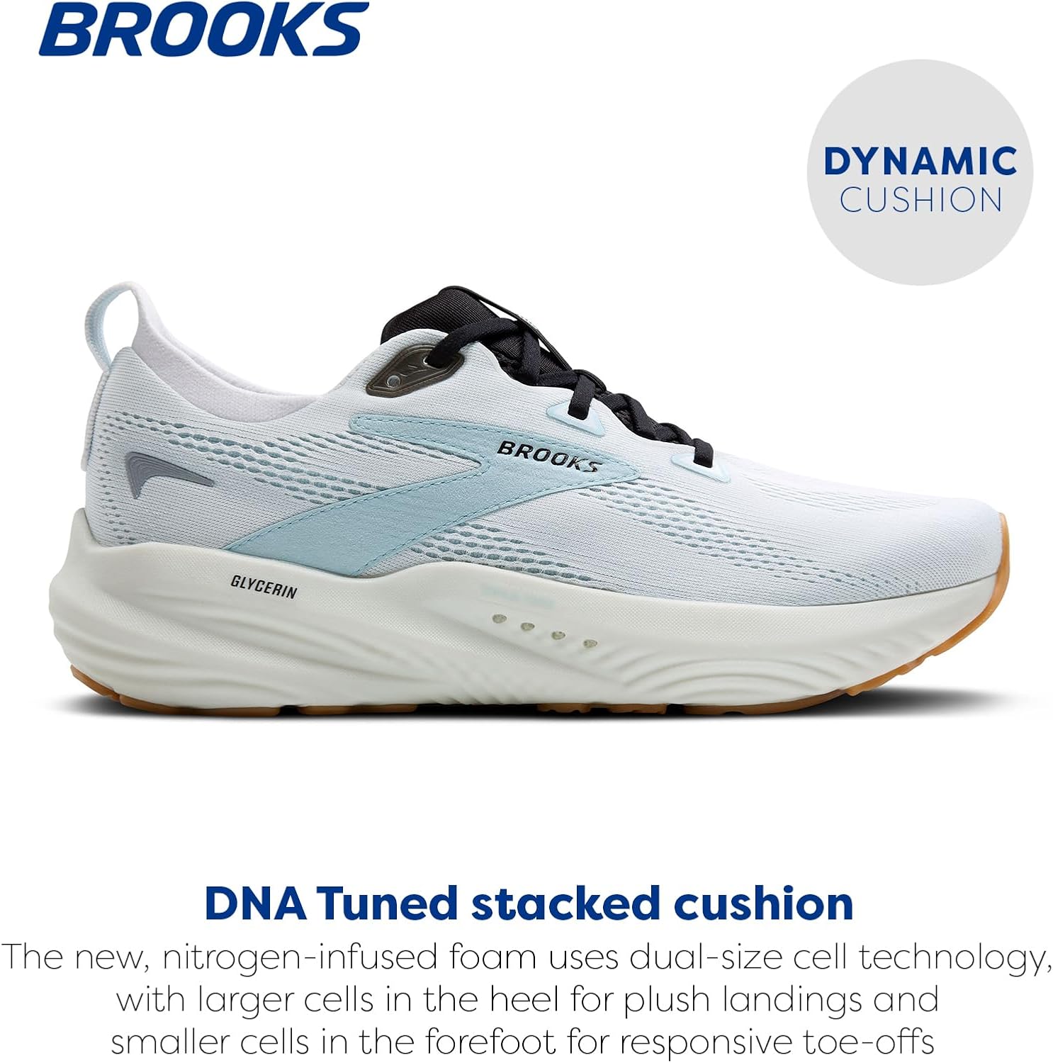 Мужские кроссовки Brooks Glycerin 22 нейтральной амортизации, белый/черный — фото 2