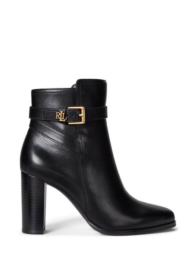 Lauren Brooke II ботинки берцы на устойчивом каблуке из глянцевой кожи Ralph Lauren, Black