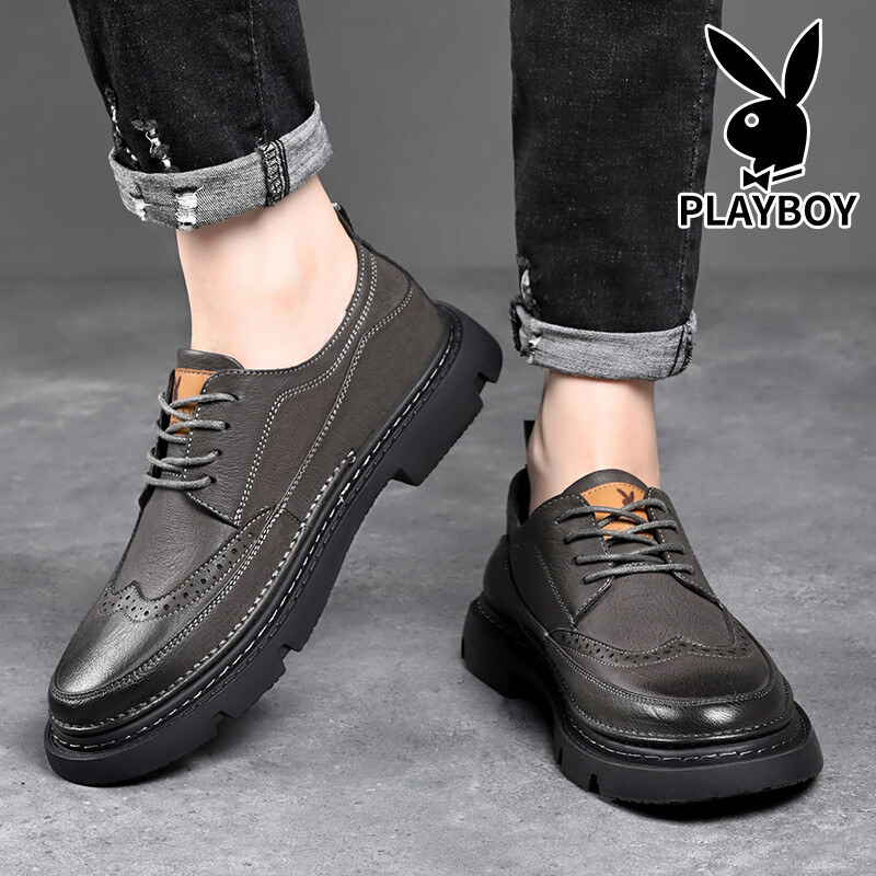 Туфли мужские Men"s Casual Men Low-Top Playboy, хаки — фото 3