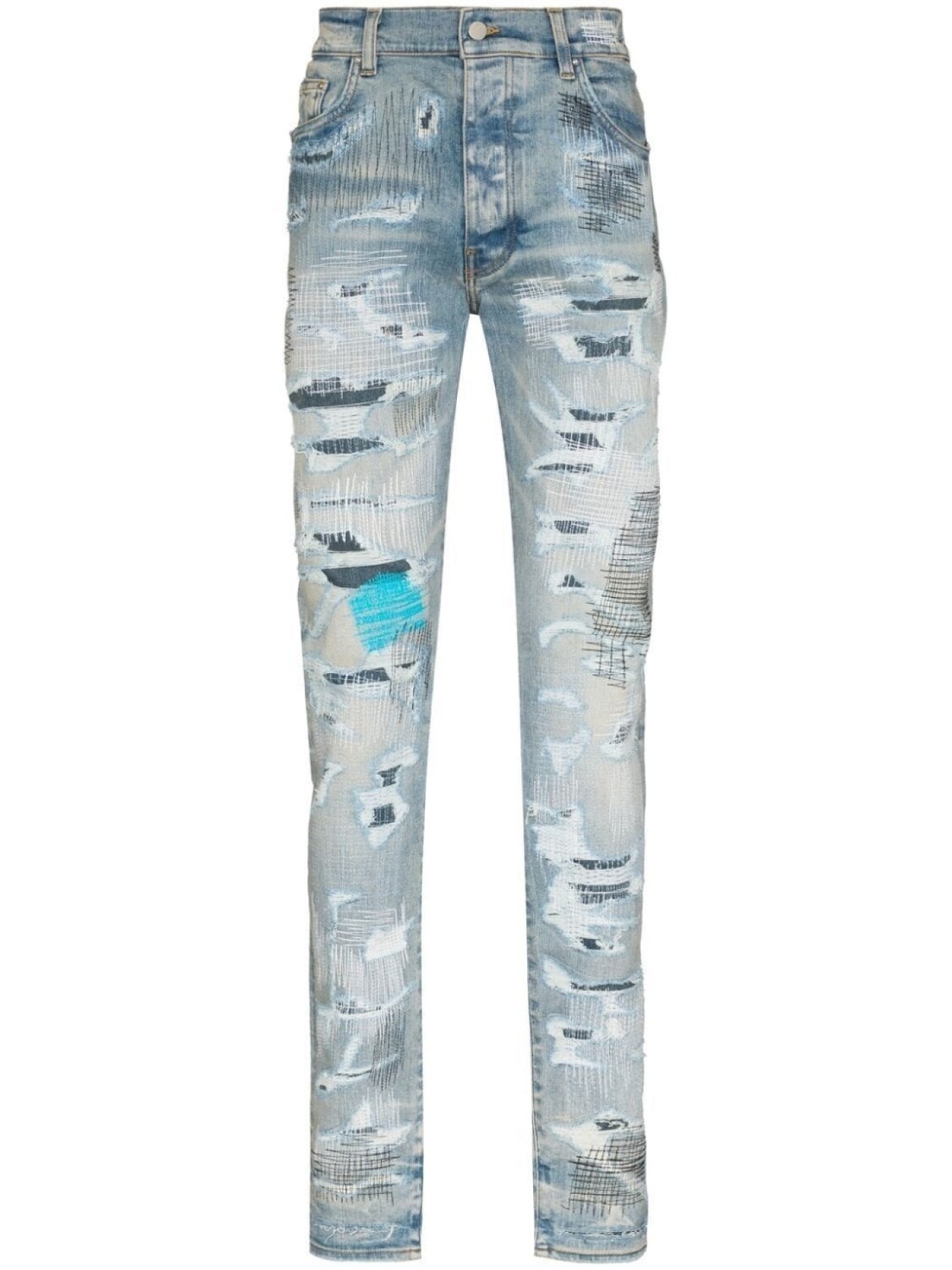

Джинсы скинни с эффектом потертости AMIRI, синий
