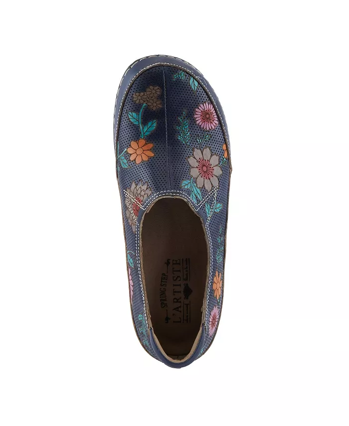 L'Artiste Women's Libora-Delite Роспись Вручную Кожаные Цветочные Слипоны Со Съемной Стелькой L'Artiste, синий — фото 4