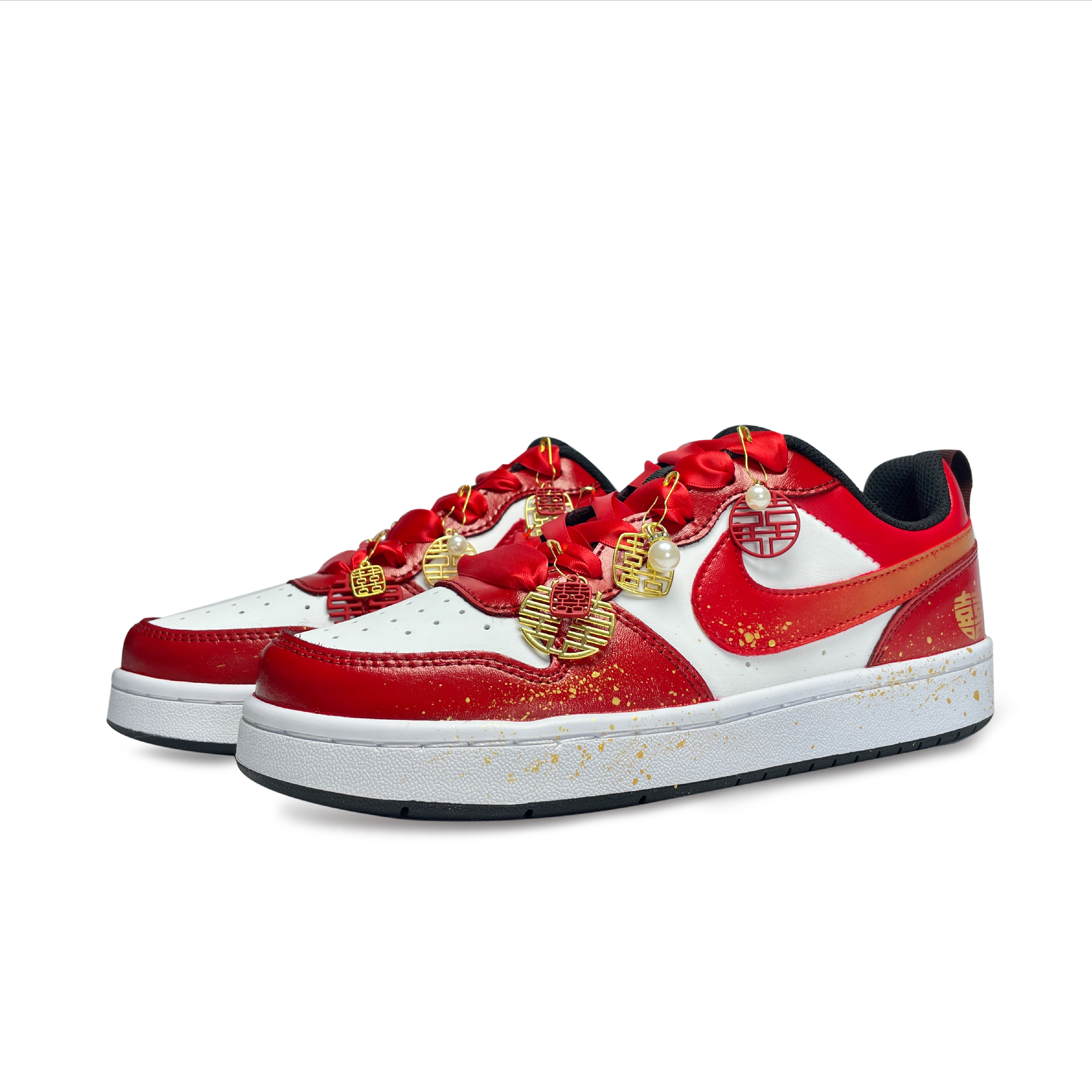 

Кроссовки Nike Court Borough Skateboarding Shoes Women's Low-top Red/white/gold, красный