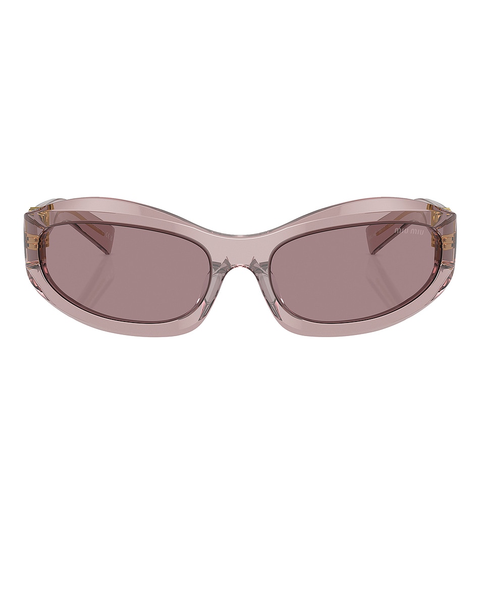 

Прямоугольные солнцезащитные очки Miu Miu, цвет Mauve Transparent