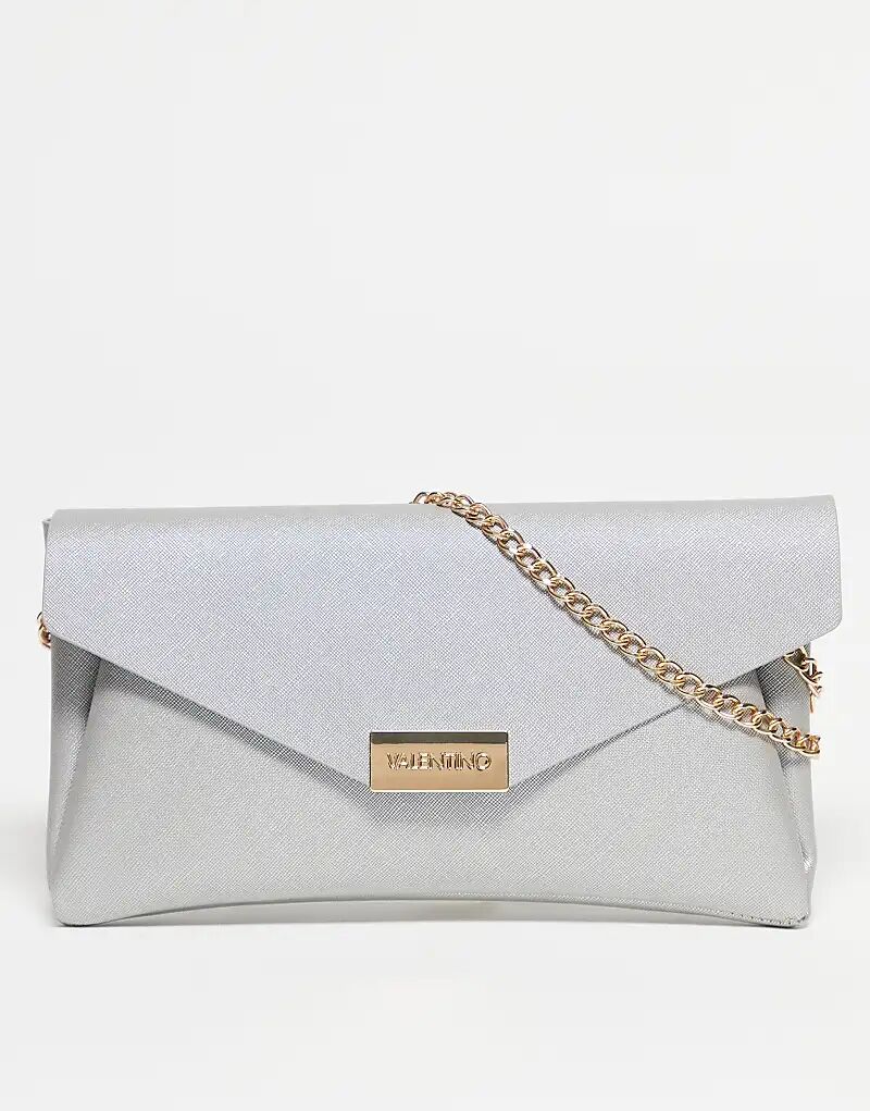 

Сумка-клатч Valentino Arpie с цепочным ремешком, серебристого цвета