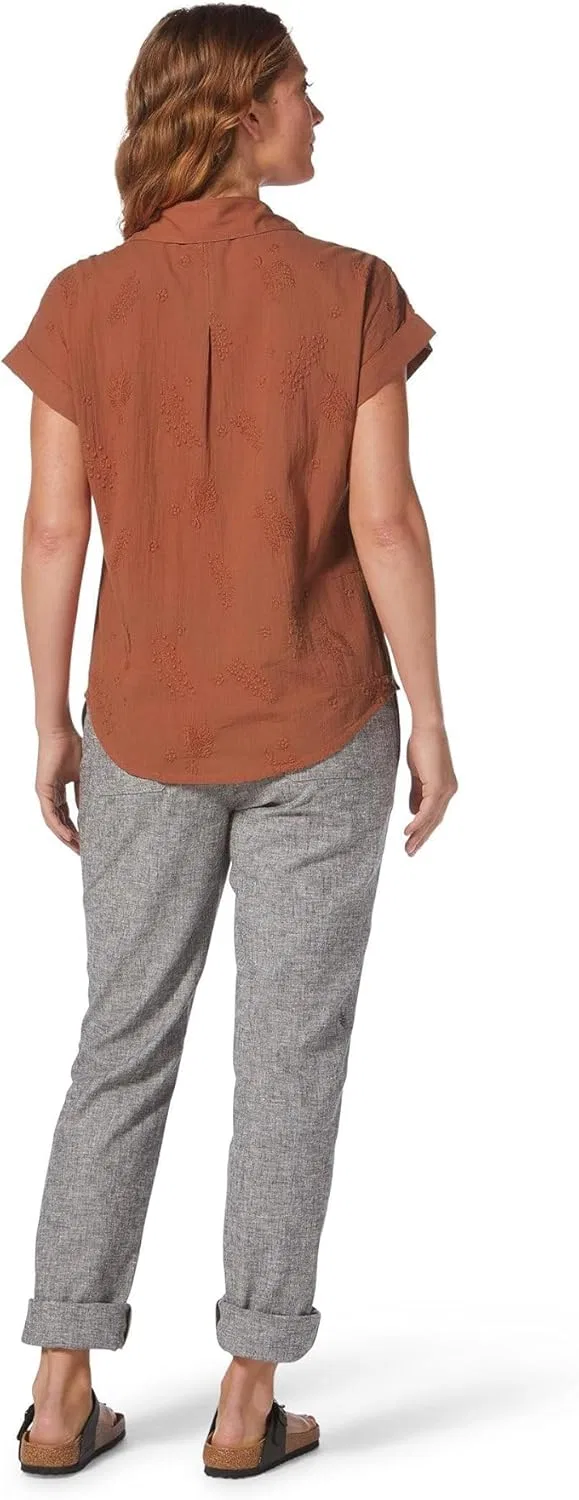 Блуза с цветочной вышивкой Royal Robbins, Oasis Shortsleeve, Baked Clay — фото 2